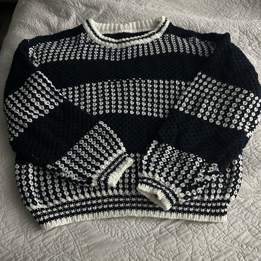 SHEIN Navy Blue striped sweater